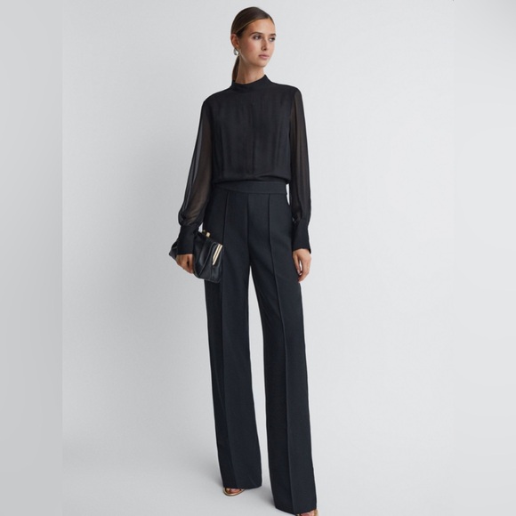 REISS MAGDA SHEER FITTED JUMPSUIT - Picture 1 of 12